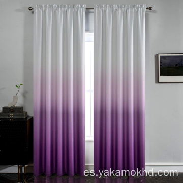 Cortinas Ombre moradas con bolsillo para barra